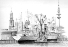 Stiftzeichnung - Hamburg Hafen